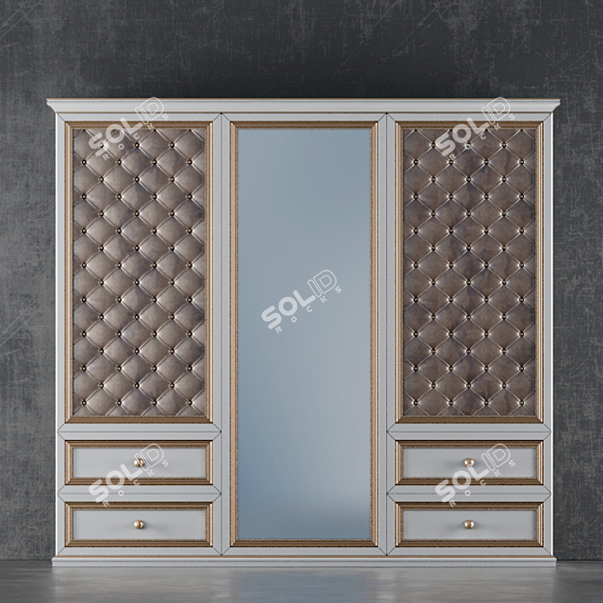 Modern Bedroom Set with Wardrobe 3D model image 2