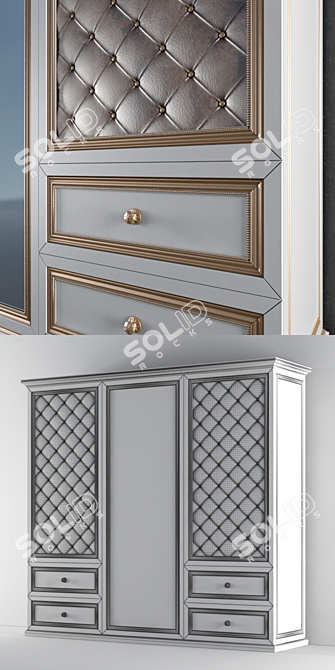 Modern Bedroom Set with Wardrobe 3D model image 3