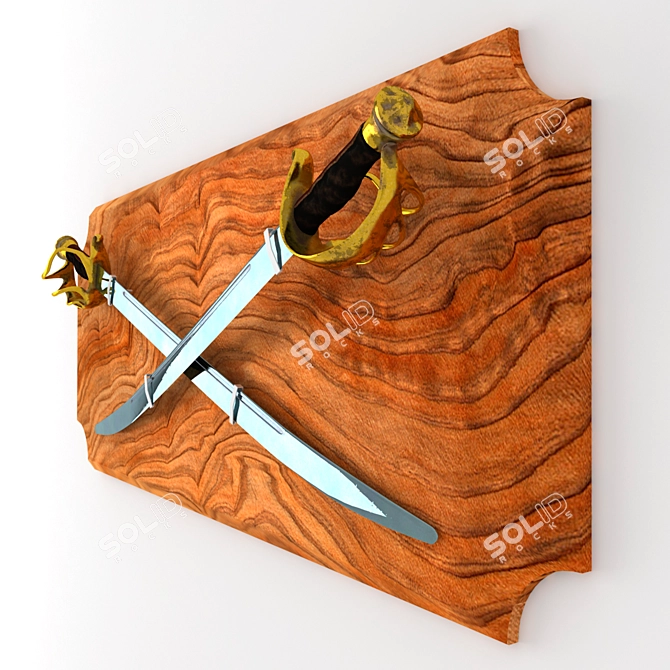 Elegant Sword Decoration 3D model image 2