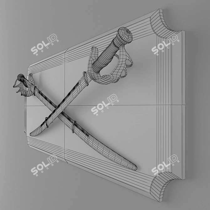 Elegant Sword Decoration 3D model image 3