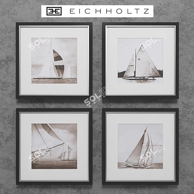 Nautical Charm: Eichholtz Boat Print Set 3D model image 1