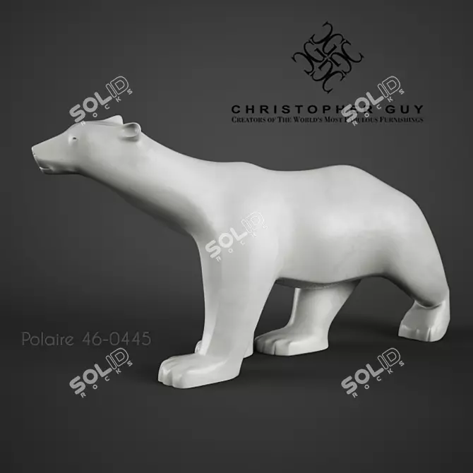 Majestic Pompon Polar Bear Sculpture 3D model image 1