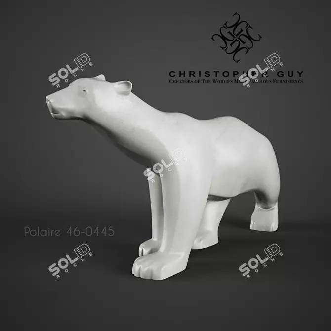 Majestic Pompon Polar Bear Sculpture 3D model image 2