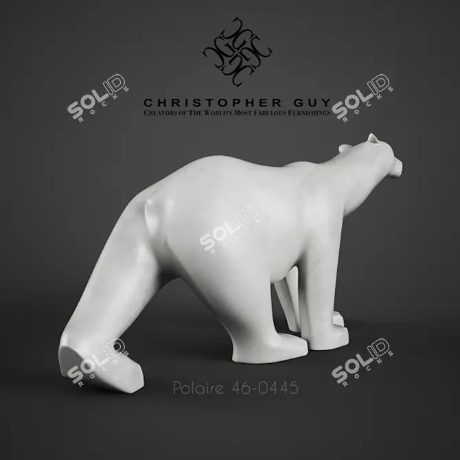 Majestic Pompon Polar Bear Sculpture 3D model image 3