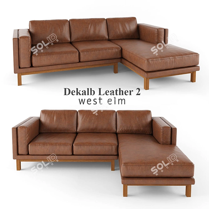 West Elm Dekalb Leather Sectional 3D model image 1