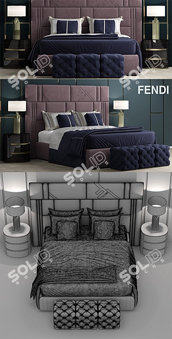 Luxury Fendi Nabucco Bed 3D model image 3