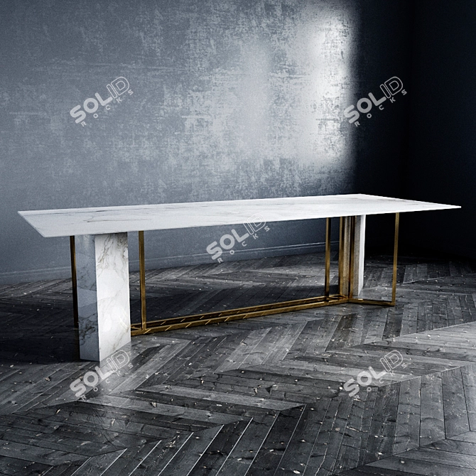 Luxury Marble Dining Table: Meridiani Plinto 3D model image 2