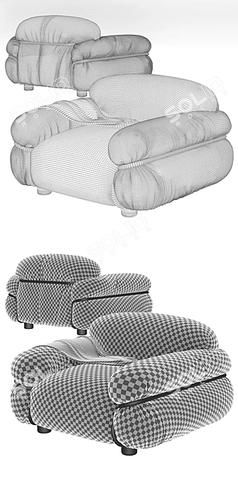Stylish Tacchini SESANN Armchair: Sleek Design & Comfort 3D model image 3