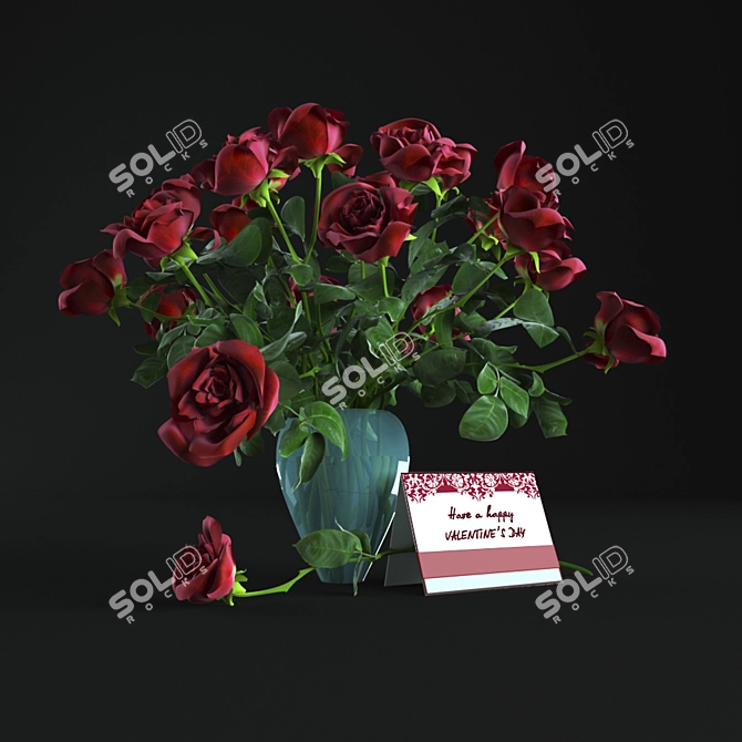 Everlasting Love: Belated Valentine's Roses 3D model image 1