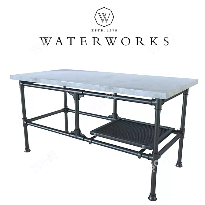 Cuisinier Metal Worktable: Industrial Elegance 3D model image 1