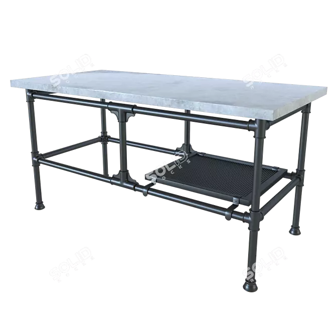 Cuisinier Metal Worktable: Industrial Elegance 3D model image 2