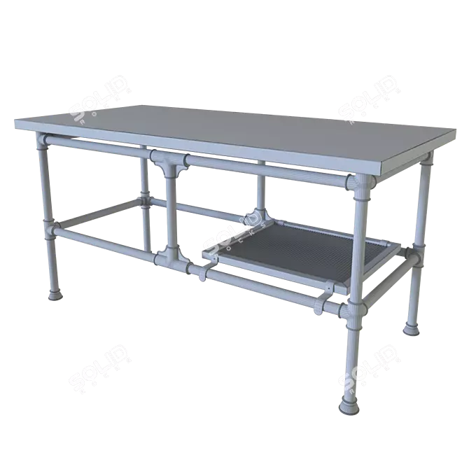 Cuisinier Metal Worktable: Industrial Elegance 3D model image 3