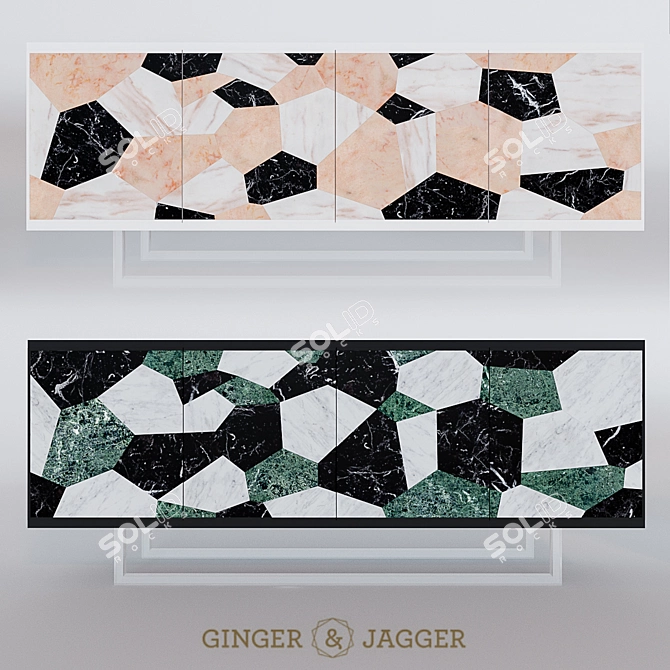 Portuguese Fractal Sideboard 3D model image 1