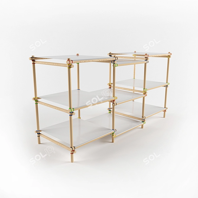 Handcrafted Wooden Shelves 3D model image 1