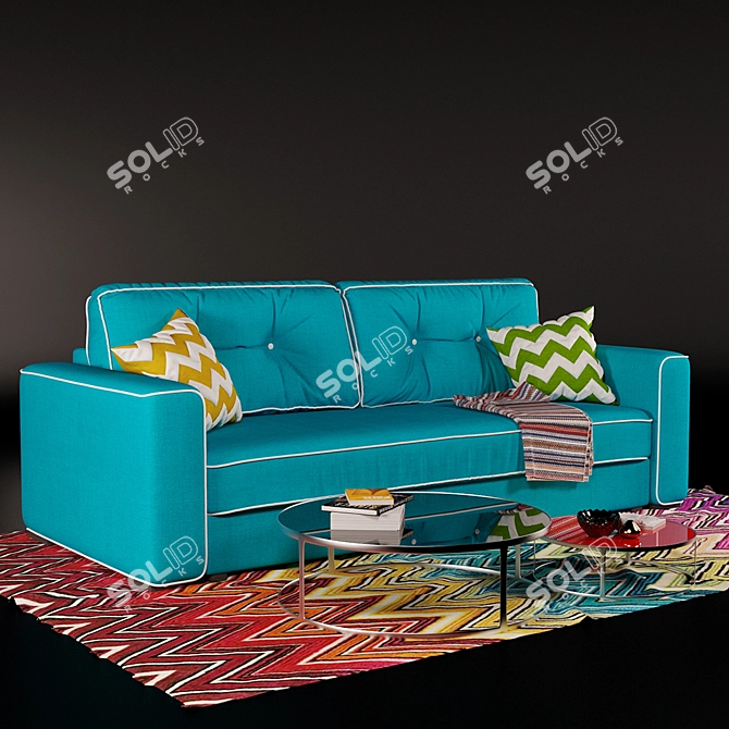 Pufetto Sofa Bed 1500x1950 - 2400x1070x900 mm 3D model image 2