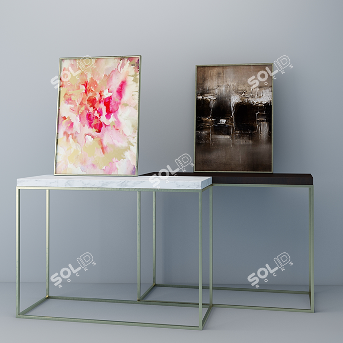 Convertible Console Table: Two Material Options 3D model image 1