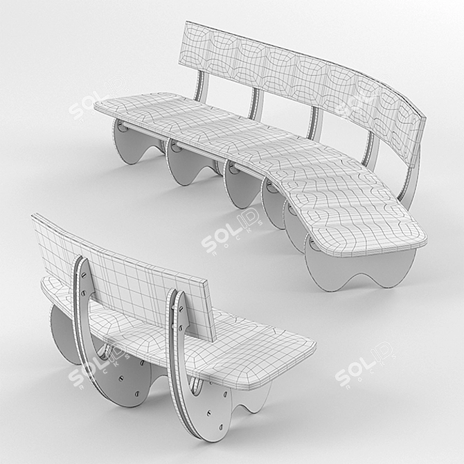 Silverwing Bench: Stylish Metal and Wood Seating 3D model image 3