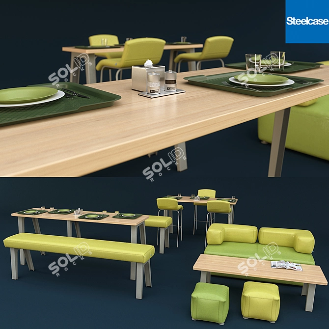 Steelcase Office Dining Furniture 3D model image 1