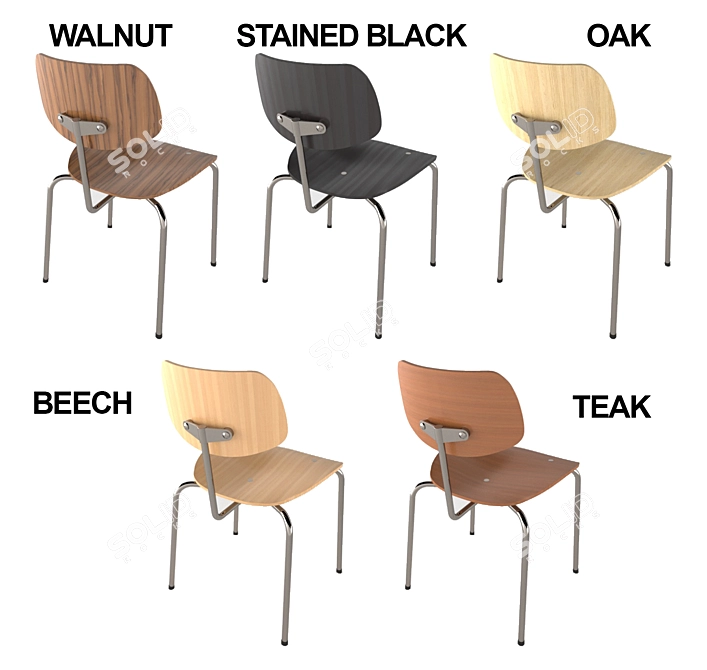 Elegant SE68 Stackable Chair 3D model image 2