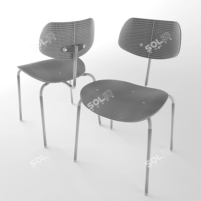 Elegant SE68 Stackable Chair 3D model image 3