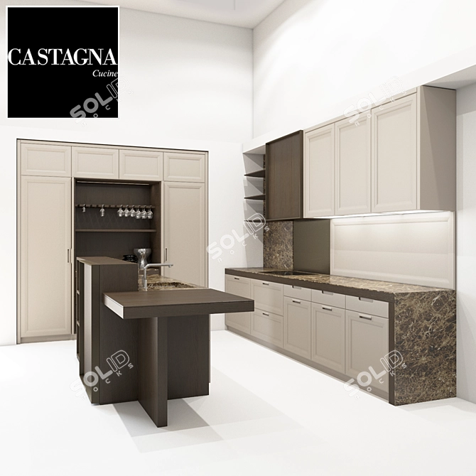 Elegant Cashmere Kitchen: Functionality, Style, Quality 3D model image 1