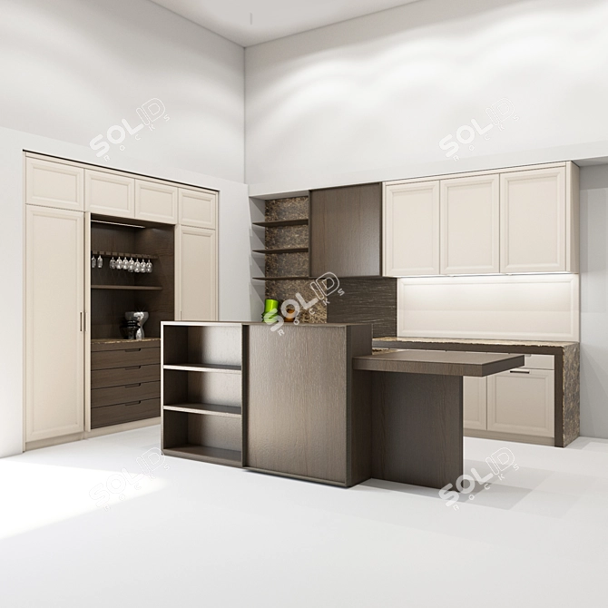 Elegant Cashmere Kitchen: Functionality, Style, Quality 3D model image 2