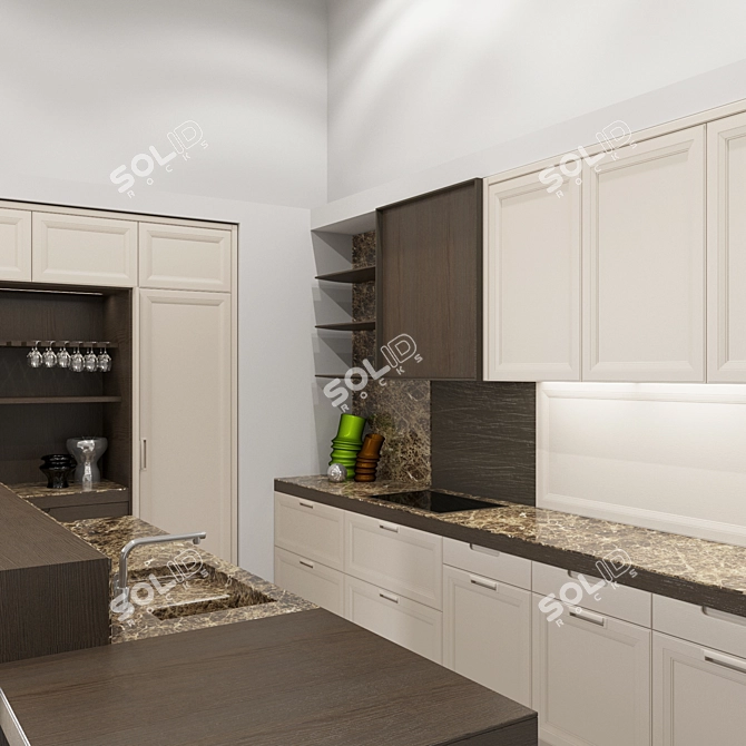 Elegant Cashmere Kitchen: Functionality, Style, Quality 3D model image 3