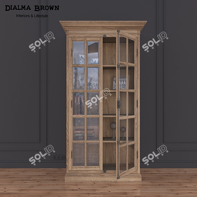 Elegant Glass Cabinet with Three Colors - Includes Decor 3D model image 2