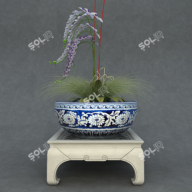 Exquisite Chinese Vase Orchid 3D model image 1