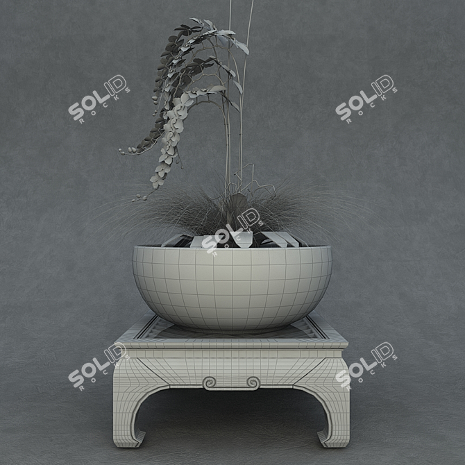 Exquisite Chinese Vase Orchid 3D model image 2