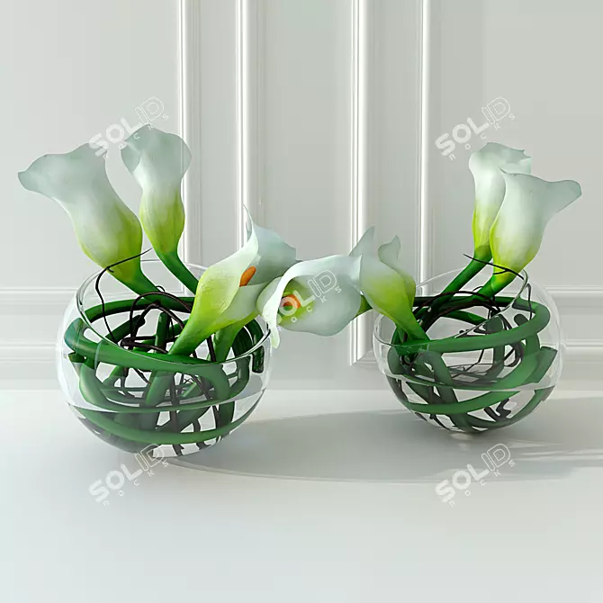 Elegant White Calla Lily 3D model image 1