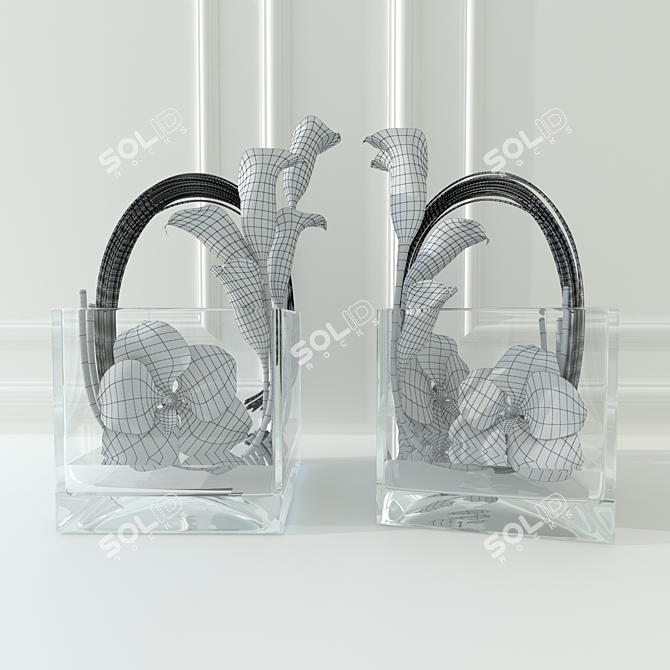 Exquisite Orchid Calla Lilies 3D model image 2