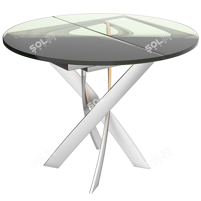 Modern Gray Glass Top Folding Table 3D model image 1