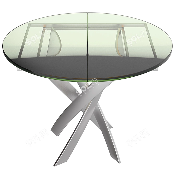 Modern Gray Glass Top Folding Table 3D model image 2