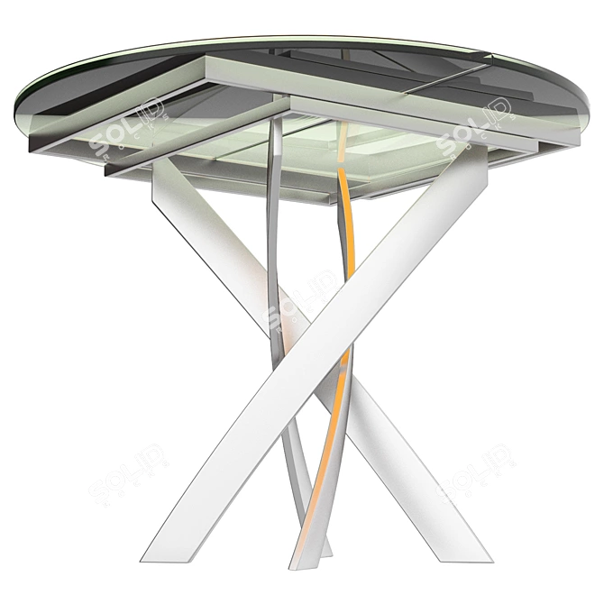 Modern Gray Glass Top Folding Table 3D model image 3