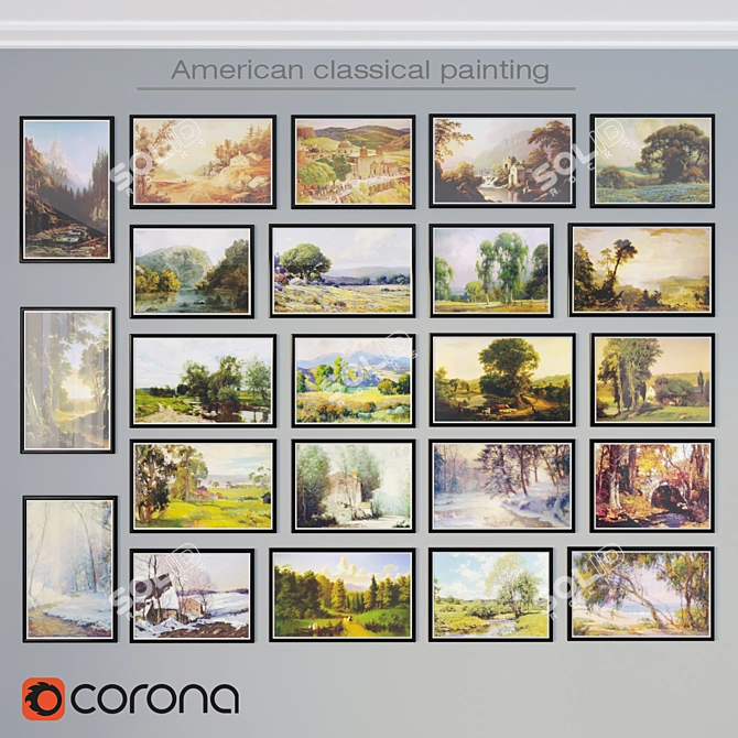 American Nature Collection: 23 Classic Paintings 3D model image 1