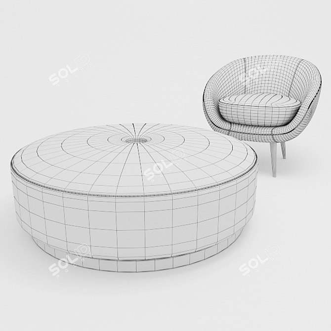 Mustard Yellow Furniture Set 3D model image 3