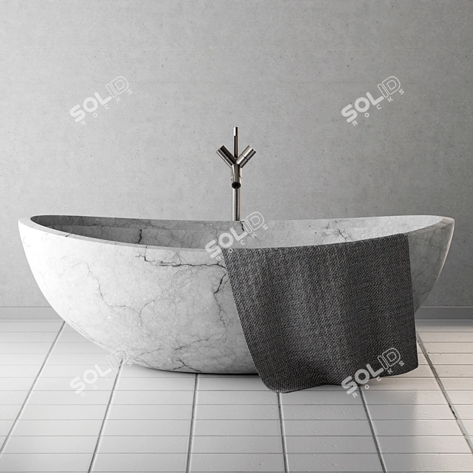 Smooth Bath Stone with Rich Marble Texture 3D model image 1