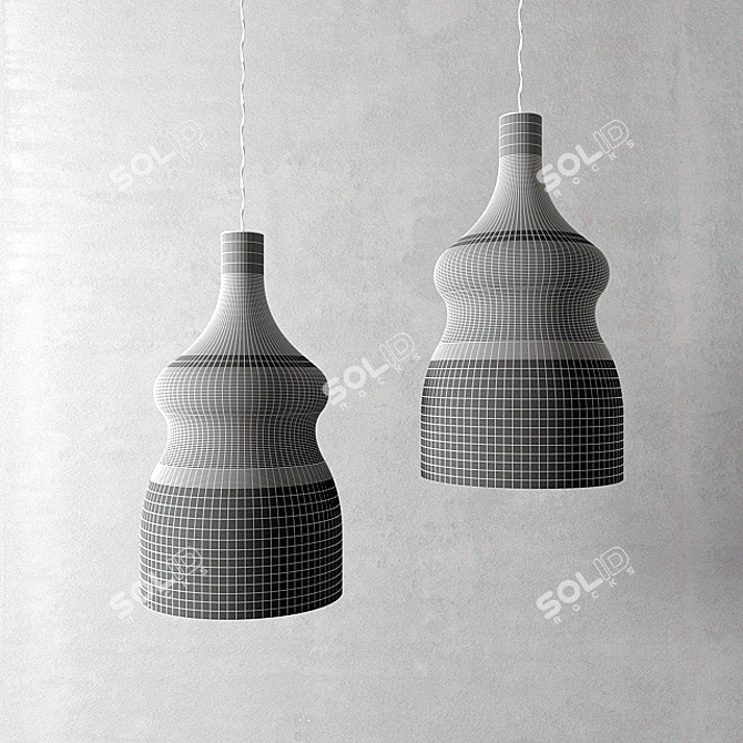 Glass and Metal Suspension Lamp 3D model image 2