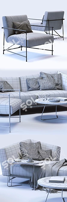 Modern LENNOX Sofa and KYO Armchair Set 3D model image 3