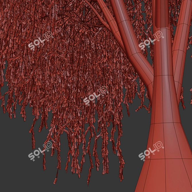 Elegant Willow Tree Sculpture 3D model image 3