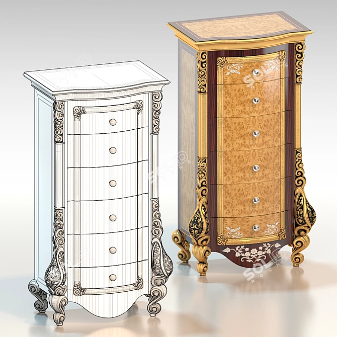 Regal Elegance | Arredamenti Royal Palace Dresser 3D model image 3