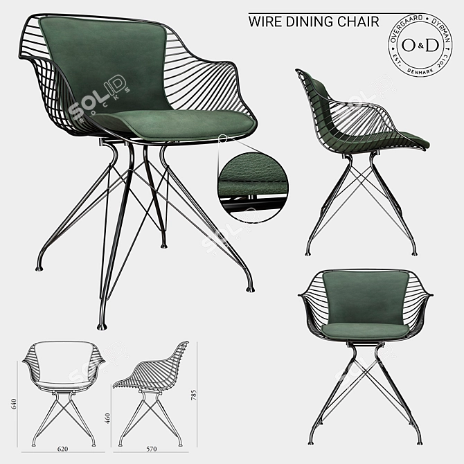 Modern Wire Dining Chair 3D model image 1