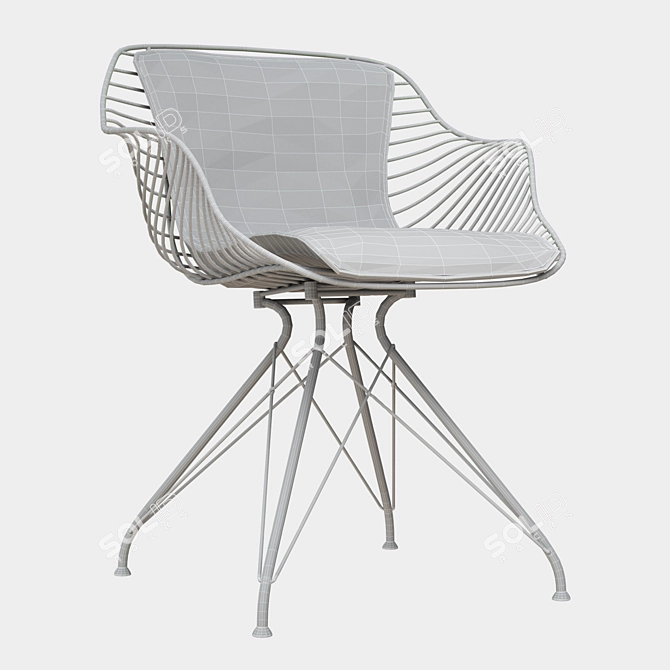 Modern Wire Dining Chair 3D model image 2