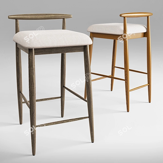 West Elm Upholstered Counter Stool 3D model image 1