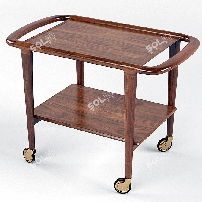 Møller Walnut Trolley: Versatile Danish Design 3D model image 1