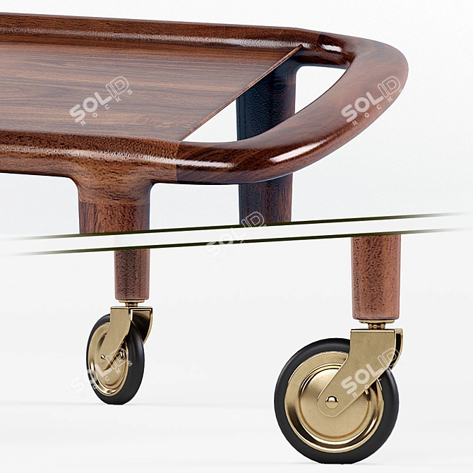 Møller Walnut Trolley: Versatile Danish Design 3D model image 2