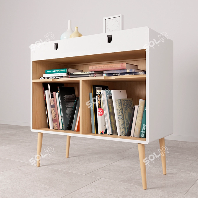 Sleek White Credenza with Drawer 3D model image 1