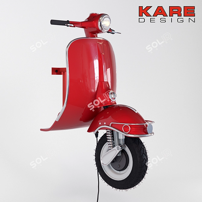 Vintage Red Scooter Wall Lamp 3D model image 1