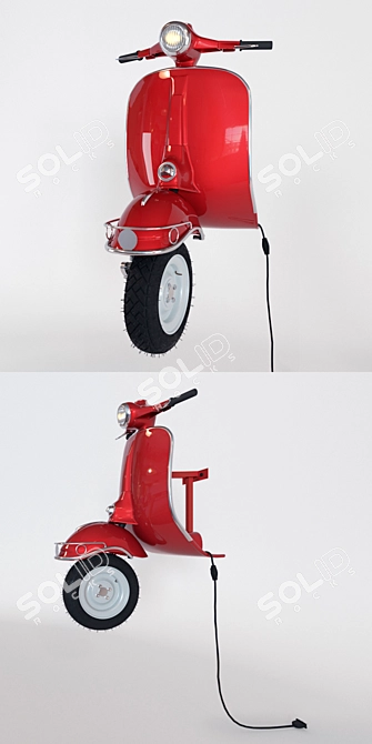 Vintage Red Scooter Wall Lamp 3D model image 2